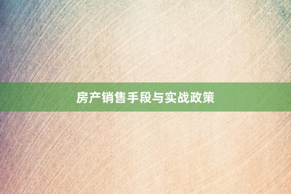 房产销售手段与实战政策